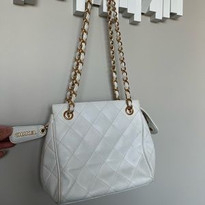 Chanel vintage white quilted mini tote
